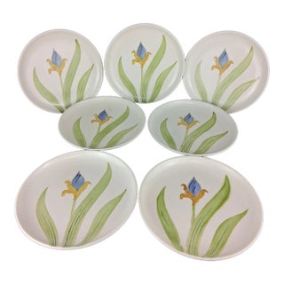 Vintage Iris by Metlox Poppytrail Vernon Salad Plates 8" -Set of 7 For Sale
