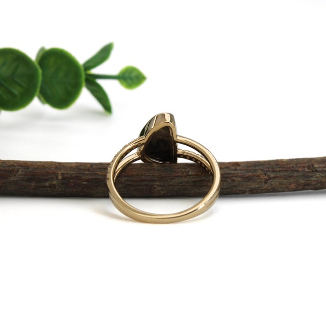 Blue 1.6cts Australian Boulder Opal Ring With Natural Diamond Accents: Solid 14k Gold, Size 6.75 For Sale - Image 8 of 8