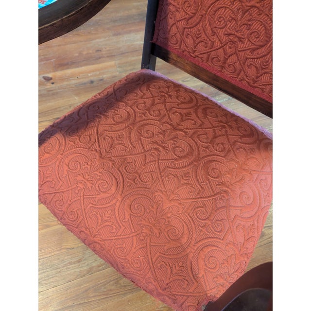 Vintage Wooden Armchair With Red Upholstery – Carved Details and Claw Feet, Vintage Accent Chair For Sale In Baltimore - Image 6 of 16