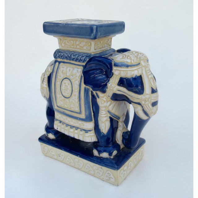 Ceramic Glazed Elephant Plant Stand or Accent Chairish