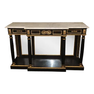 Maison Jansen Style Louis XVI Style Marble Top Console Server Patinated Mirror