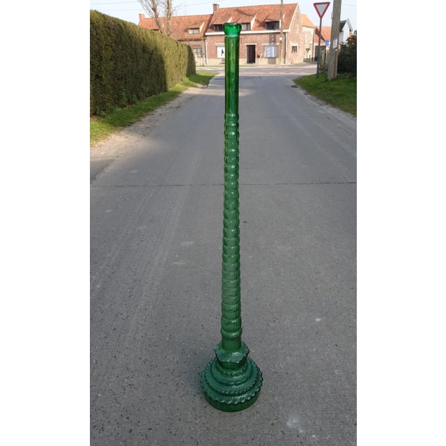 1960s Vintage Green Long Neck Glass Empoli Vase Bottle For Sale - Image 5 of 5