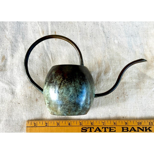 Vintage Verdigris Turned Brass Watering Can For Sale - Image 6 of 6
