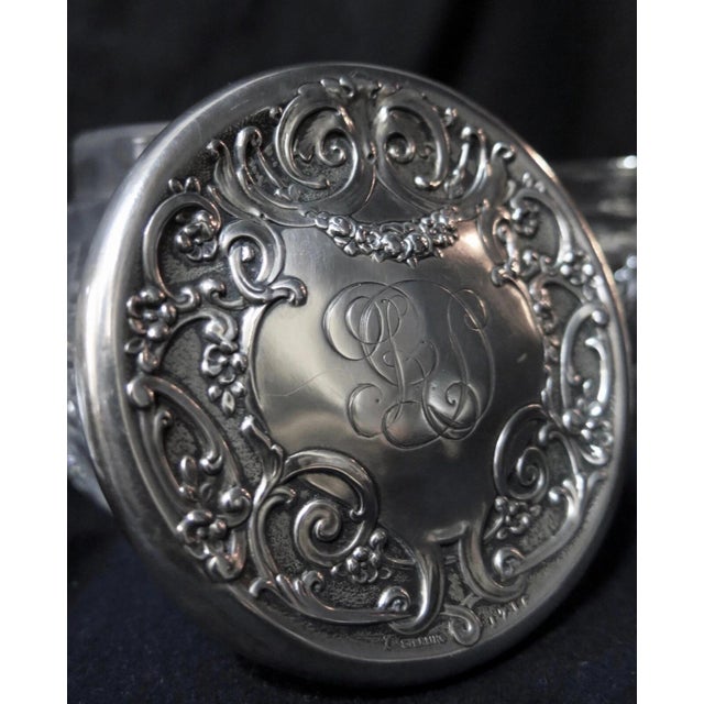 Vintage Antique Crystal Powders w/ Sterling Silver Lid Covers - Set of 3 For Sale - Image 9 of 12
