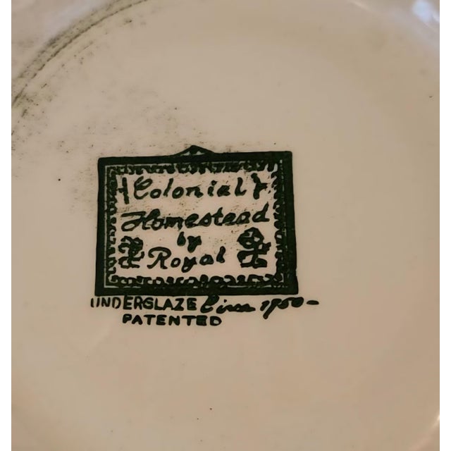 1950s Mid-Century Royal China "Colonial Homestead" Green Transferware - 16 Piece Set For Sale - Image 9 of 9