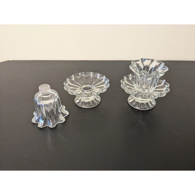 Transparent Vintage Chantilly Ruffled Candle Holders by Partylite (4 Piece Set) For Sale - Image 8 of 8