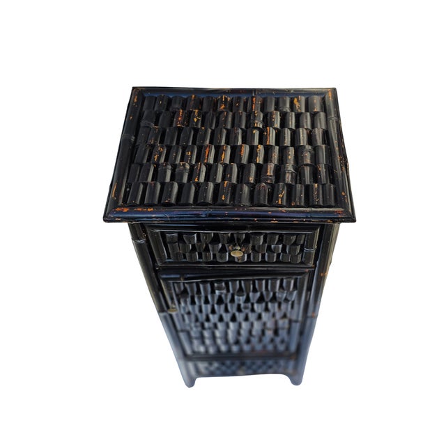 1990s Tall Japandi Split-Reed Tansu Chest | Japan Minimalism Bamboo Slat Vertical Cabinet – 1990s For Sale In Baton Rouge - Image 6 of 10