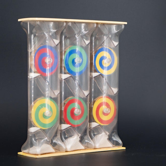 Rare kinetic art object from the 1960s. Made in Italy by Danese. Designed by Bruno Munari. "Girondella" model. Acetate and...