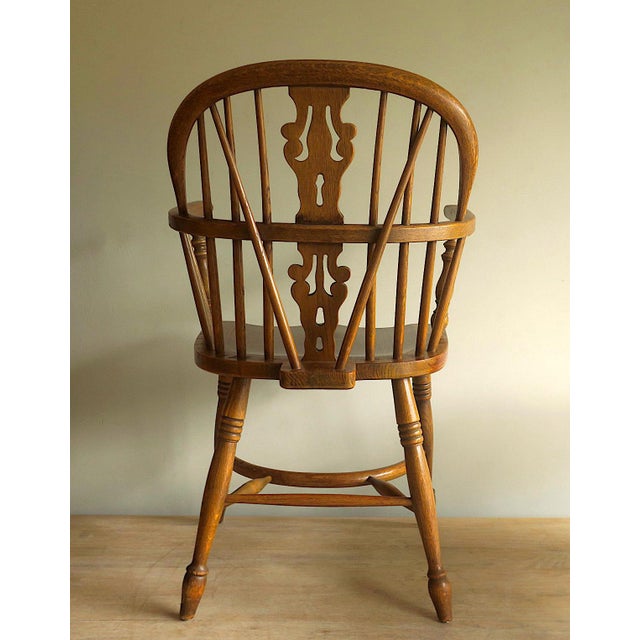 Mid-Century Modern Lyre Back Windsor Elbow Armchair in Oak, 1960s For Sale - Image 5 of 13