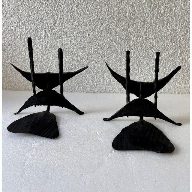 David Palombo, Modernist Brutalist Hand Forged Iron Bookends Sculpture Israeli David Palombo For Sale - Image 10 of 12