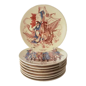 19th Century French Revolution Sarreguemines Faience Plates - Set of 8
