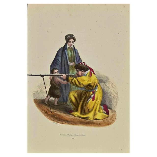 Auguste Wahlen, Tartar Family, Lithograph, 1844 For Sale