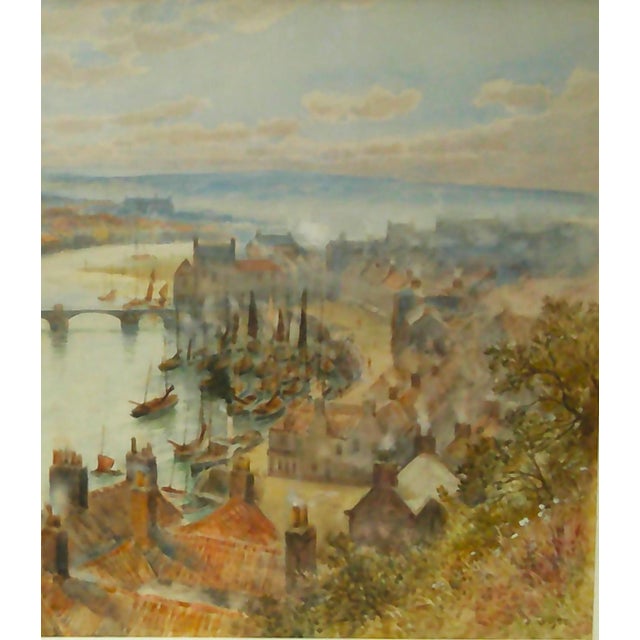 Late 19th Century "View of the River Esk at Whitby From the Old Bridge", Original Watercolor Painting For Sale - Image 4 of 5