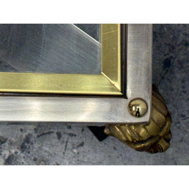 Metal Hollywood Regency Glass Top Lion Coffee Table, Circa 1980's For Sale - Image 7 of 12