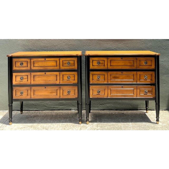 Wood Neoclassical Two-Tone Ebonized Wood Dressers – A Pair For Sale - Image 7 of 17