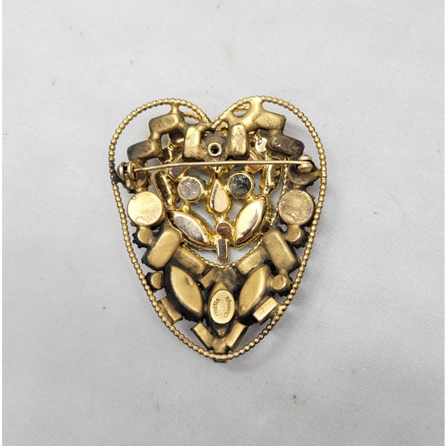 Metal Vintage 1950s Signed Hattie Carnegie Faux-Topaz & Clear Rhinestone Brooch For Sale - Image 7 of 7