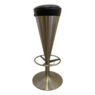 Stainless Steel Bar Stool with Leather Seat by Leo Thafvelin Johanson, Sweden For Sale