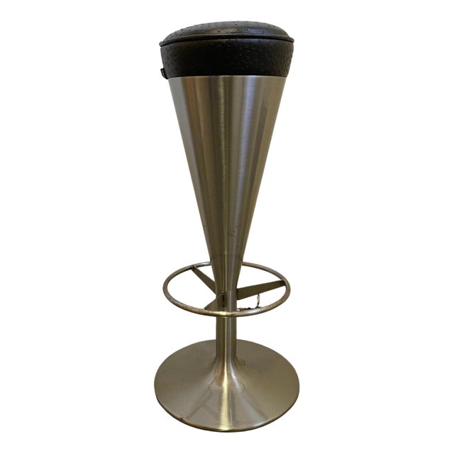 Stainless Steel Bar Stool with Leather Seat by Leo Thafvelin Johanson, Sweden For Sale