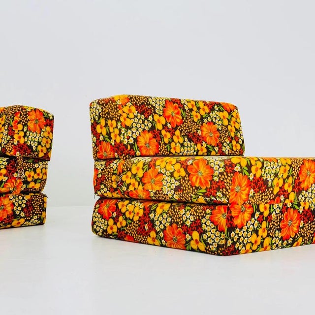 Mid-Century Space Age Lounge Chair with Floral Pattern, Germany, 1980s For Sale - Image 9 of 10