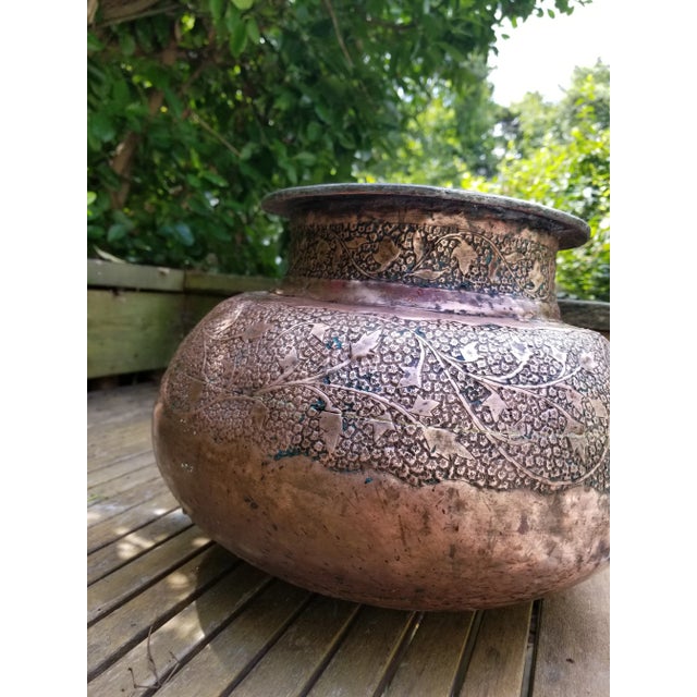 Antique Copper Pakistani Large Curry Pot For Sale - Image 11 of 12