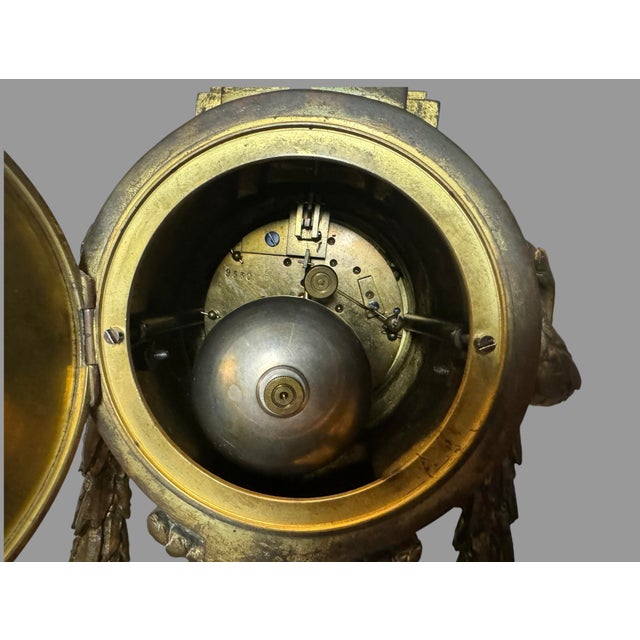 Antique Victorian Bronze Mantle Clock With Figural Urn Finial For Sale - Image 11 of 12