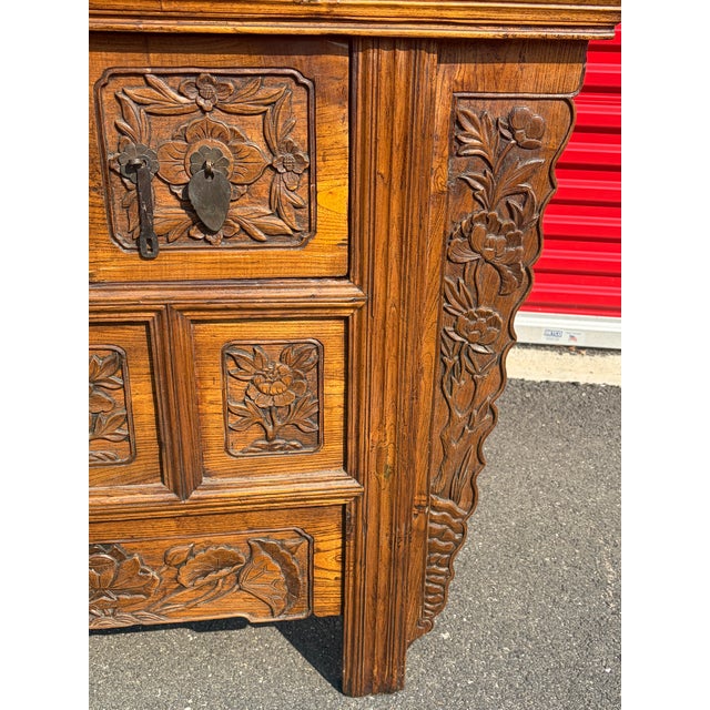 Antique Chinese Carved Altar Coffer Cabinet For Sale - Image 9 of 11