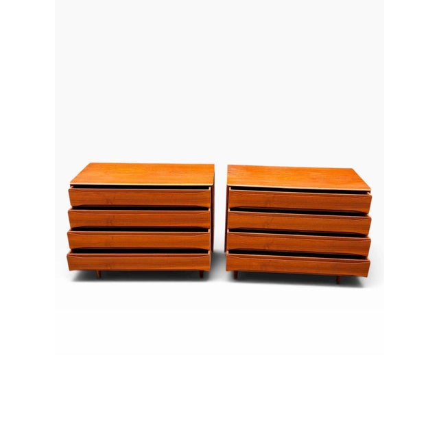 Pair of Danish Teak Four-Drawer Dressers | Arne Vodder | Sculpted Pulls & Finished Backs | C. 1960s, Attributed For Sale - Image 6 of 18