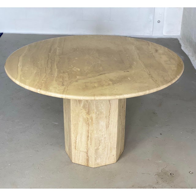 1970s Italian Round Travertine Stone Dining or Center Table Chairish
