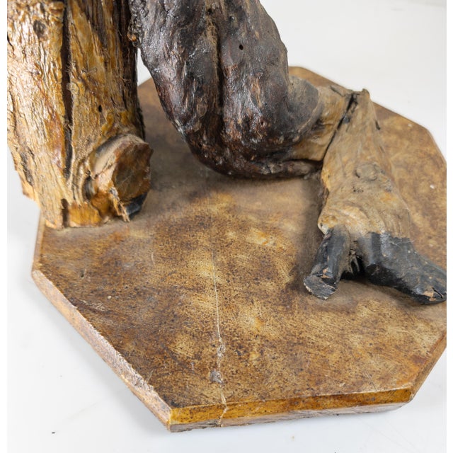 19th Century Primitive Tramp Folk Art Polychrome Driftwood Rootwood Figure For Sale - Image 11 of 14