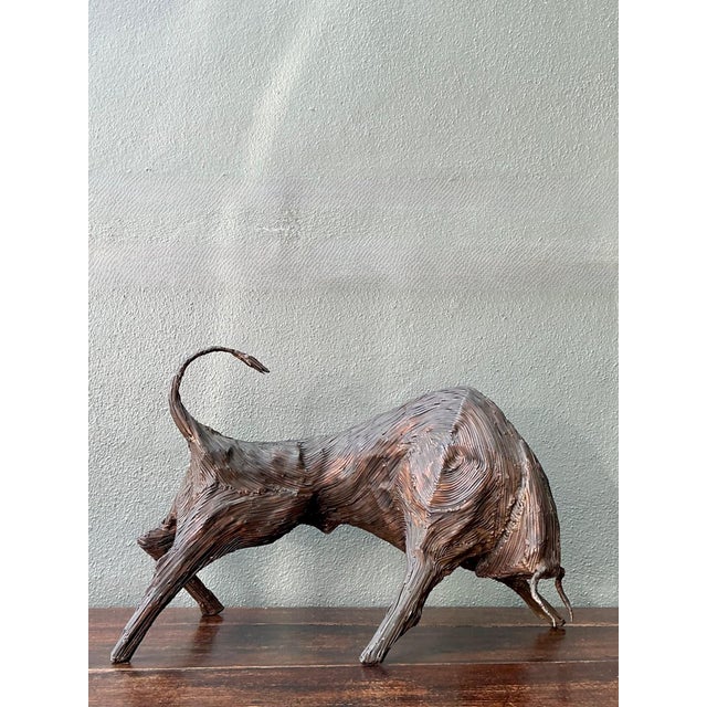 Vintage Metal Abstract Bull Sculpture For Sale - Image 16 of 16