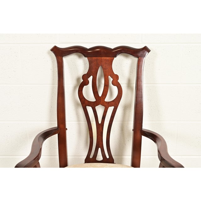 Wood Thomasville Georgian Carved Mahogany Dining Chairs, Set of Eight For Sale - Image 7 of 13