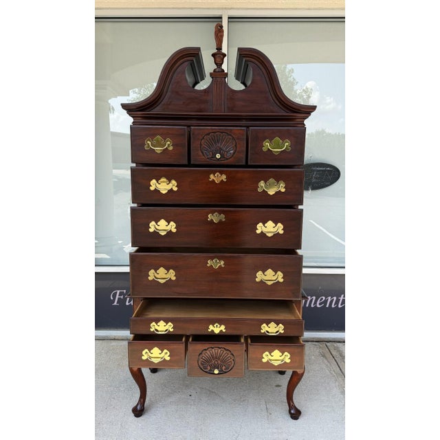 Henkel Harris 1990s Henkel Harris Solid Mahogany Highboy Model No. 145, 146, and 147 For Sale - Image 4 of 18