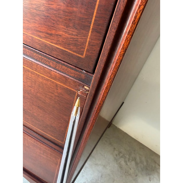 1970’s Vintage Drexel Georgian-Style Mahogany Bow Front Chest of Drawers For Sale - Image 10 of 12