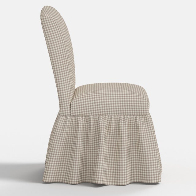 Stoffer Home x Cloth & Company Thelma Ruffle Camel Back Dining Chair in Mauve Mini Gingham For Sale In Chicago - Image 6 of 7