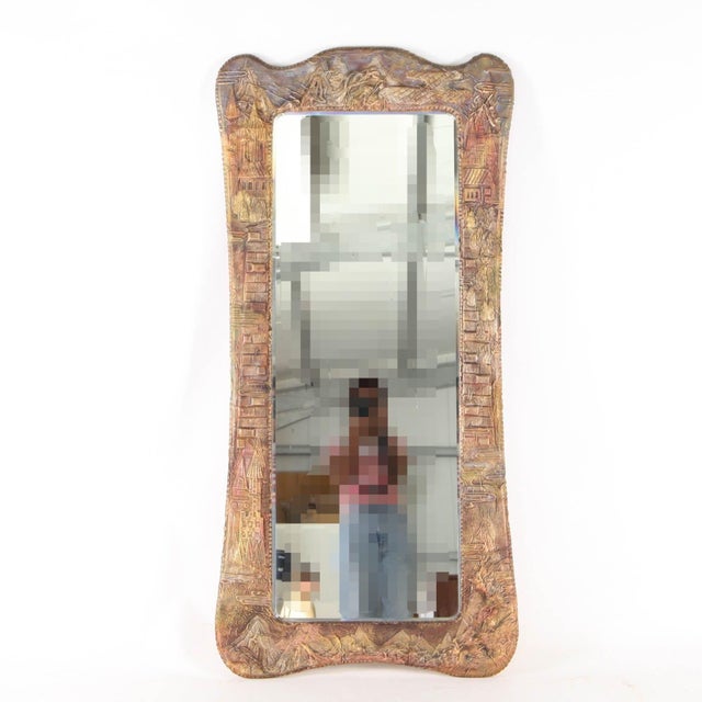 Large Leather Mirror, 1970s For Sale - Image 9 of 16