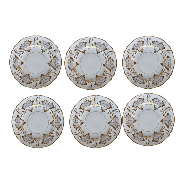 Antique Grosvenor Rosslyn Dinner Plates Set of Six 10.75 Inch English Bone China For Sale