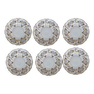 Antique Grosvenor Rosslyn Dinner Plates Set of Six 10.75 Inch English Bone China