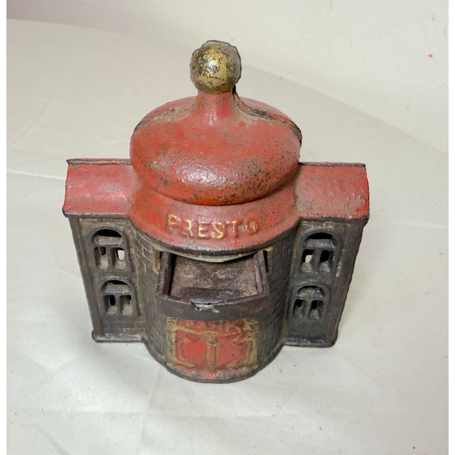 19th Century Antique 1892 Kyser & Rex Cast Iron Mechanical Still Bank Presto Building 19th C. For Sale - Image 5 of 10