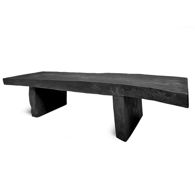 Black Black Natural Edge Slab Organic Modern Bench/Coffee Table For Sale - Image 8 of 9