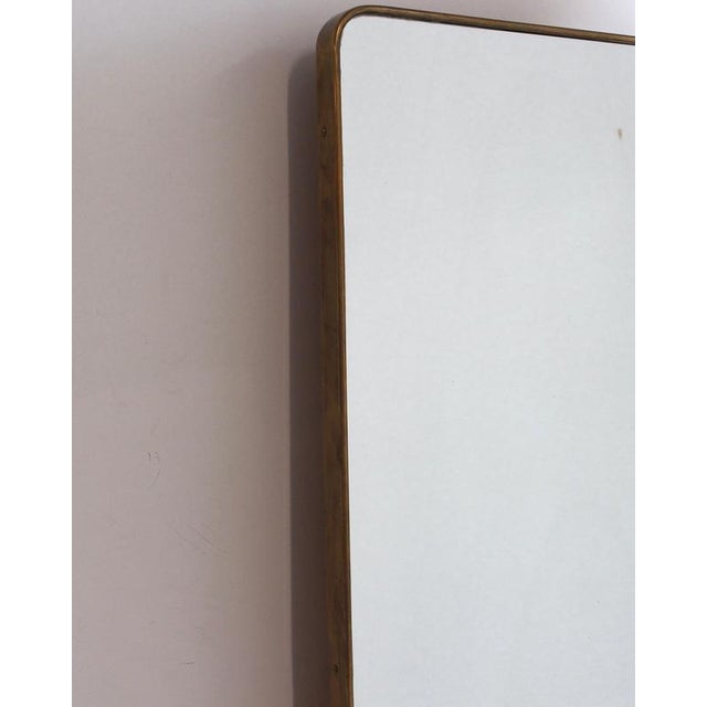 Gio Ponti Vintage Italian Wall Mirror with Brass Frame in the style of Gio Ponti, 1960s For Sale - Image 4 of 10