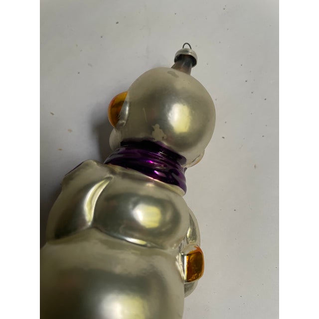 Glass West Germany Handblown Mercury Glass Snowman Christmas Tree Ornament Purple For Sale - Image 7 of 8