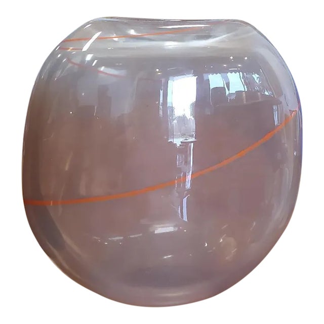 Vintage 1980s Henry Dean Mid-Century Modern Mouthblown Decorative Glass Vessel, Belgium For Sale