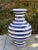 Contemporary Large Contemporary Blue and White Striped Porcelain Vase For Sale - Image 3 of 8