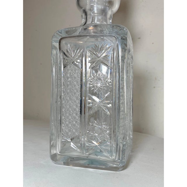 1970s Vintage American Brilliant Cut Clear Crystal Liquor Wine Decanter Glass Bottle For Sale - Image 5 of 11