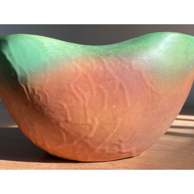 1930s Weller Pottery Muted Orange/Tangerine Bowl With Interior Folded Rim For Sale In New York - Image 6 of 10