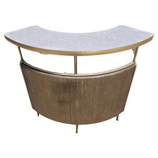 Mid-Century Modern Home Cocktail Bar with Bar Stools and Mirror, England, 1960s, Set of 4 For Sale