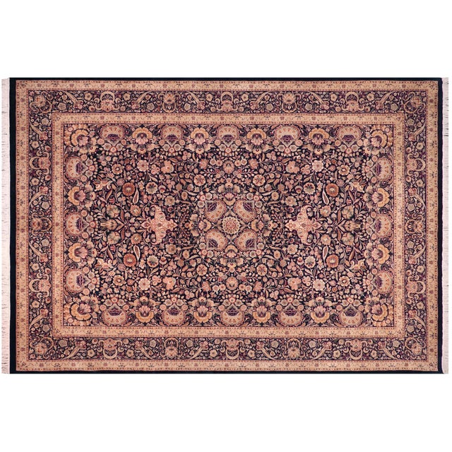 Blue Boho Chic Pak-Persian Blue/Beige Wool Rug - 10'0'' X 14'3'' For Sale - Image 8 of 8