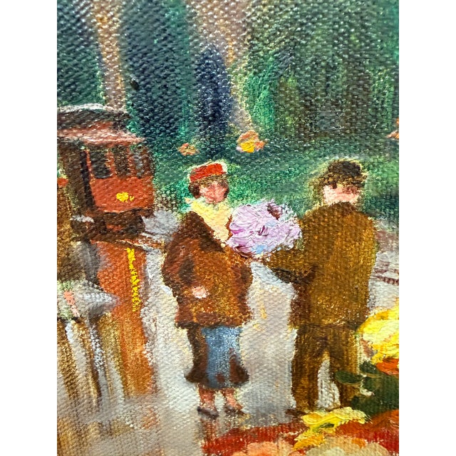 Mid 20th Century Lorain San Francisco Flower Market Oil Painting, Signed For Sale - Image 5 of 12