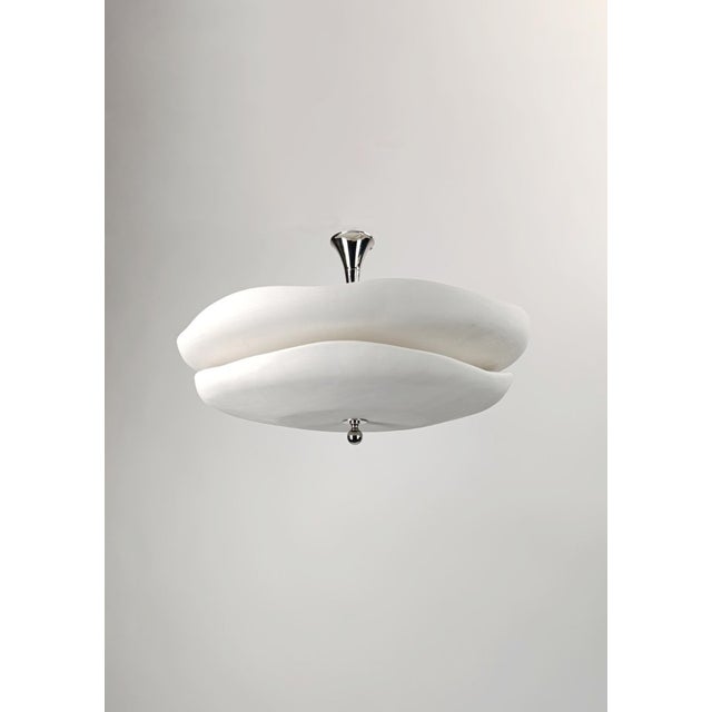 Sculptural Gesso Ceramic and Polished Chrome Pendant Light by ZAVADSKI, in New conditions. Designed from 2000 Up to 250V...