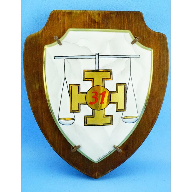 20th Century Heraldic Plaques in Ceramic on Wood by Antonella Salemi for Freemasonry Scottish Rite, 1970s, Set of 4 For Sale - Image 13 of 18